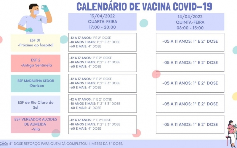 Calendário de vacina COVID-29